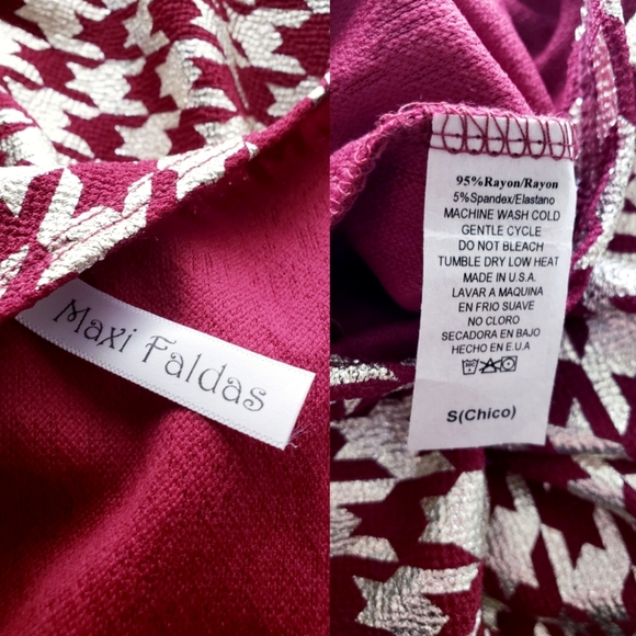 Red & Gold Metallic Houndstooth Bodycon Dress Size Small by Maxi Faldas - Picture 8 of 9